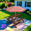 imageBest Choice Products Kids Wooden Picnic Table Outdoor Activity ampamp Dining Table wAdjustable Collapsible Umbrella Builtin Seats  Golden BrownNavyWalnutRed