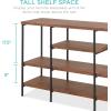 imageBest Choice Products Large Console Table 4Tier 55in Rustic Industrial Sofa Table Storage for Living Room Entryway Foyer Hallway wEVA NonScratch Feet Steel Frame  BrownBrown