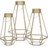 imageBest Choice Products Metal Indoor Outdoor Modern Decorative Faceted Hurricane Candle Holder Centerpiece Lanterns for Parties Events Weddings wClear Glass Mirrored Base Set of 3 Brass