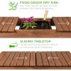 imageBest Choice Products Mobile Garden Potting Bench Outdoor Wood Workstation Table wSliding Tabletop 4 Locking Wheels Food Grade Dry Sink Storage Shelves  BrownBrown