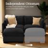 imageBest Choice Products Modern Loveseat Sofa for Living Room Corduroy Recliner Removable Cover Spring Cushions Solid Wood Frame Easy Assembly for Small Spaces 82in  IvoryBlack
