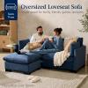 imageBest Choice Products Modern Loveseat Sofa for Living Room Corduroy Recliner Removable Cover Spring Cushions Solid Wood Frame Easy Assembly for Small Spaces 82in  IvoryMoss Green