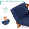 imageBest Choice Products Outdoor Convertible Acacia Wood Futon Sofa Furniture for Patio Balcony Poolside Backyard wPullout Tray Removable WeatherResistant Cushion ampamp 4 Pillows  Navy BlueNavy