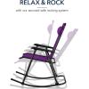 imageBest Choice Products Outdoor Folding Rocking Chair Zero Gravity Lounge Chair Patio Rocker wHeadrest Pillow  Peacock BlueAmethyst Purple