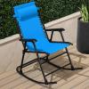 imageBest Choice Products Outdoor Folding Rocking Chair Zero Gravity Lounge Chair Patio Rocker wHeadrest Pillow  Peacock BlueAqua Blue