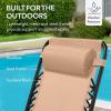 imageBest Choice Products Outdoor Folding Rocking Chair Zero Gravity Lounge Chair Patio Rocker wHeadrest Pillow  Peacock BlueBeige