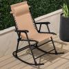 imageBest Choice Products Outdoor Folding Rocking Chair Zero Gravity Lounge Chair Patio Rocker wHeadrest Pillow  Peacock BlueBeige