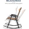 imageBest Choice Products Outdoor Folding Rocking Chair Zero Gravity Lounge Chair Patio Rocker wHeadrest Pillow  Peacock BlueBeige