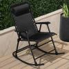 imageBest Choice Products Outdoor Folding Rocking Chair Zero Gravity Lounge Chair Patio Rocker wHeadrest Pillow  Peacock BlueBlack