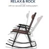 imageBest Choice Products Outdoor Folding Rocking Chair Zero Gravity Lounge Chair Patio Rocker wHeadrest Pillow  Peacock BlueBrown