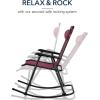 imageBest Choice Products Outdoor Folding Rocking Chair Zero Gravity Lounge Chair Patio Rocker wHeadrest Pillow  Peacock BlueBurgundy