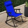 imageBest Choice Products Outdoor Folding Rocking Chair Zero Gravity Lounge Chair Patio Rocker wHeadrest Pillow  Peacock BlueCobalt Blue