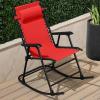 imageBest Choice Products Outdoor Folding Rocking Chair Zero Gravity Lounge Chair Patio Rocker wHeadrest Pillow  Peacock BlueCrimson Red