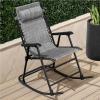 imageBest Choice Products Outdoor Folding Rocking Chair Zero Gravity Lounge Chair Patio Rocker wHeadrest Pillow  Peacock BlueGray