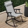 imageBest Choice Products Outdoor Folding Rocking Chair Zero Gravity Lounge Chair Patio Rocker wHeadrest Pillow  Peacock BlueIce Gray