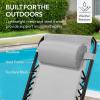 imageBest Choice Products Outdoor Folding Rocking Chair Zero Gravity Lounge Chair Patio Rocker wHeadrest Pillow  Peacock BlueIce Gray