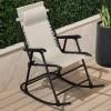 imageBest Choice Products Outdoor Folding Rocking Chair Zero Gravity Lounge Chair Patio Rocker wHeadrest Pillow  Peacock BlueIvory