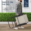imageBest Choice Products Outdoor Folding Rocking Chair Zero Gravity Lounge Chair Patio Rocker wHeadrest Pillow  Peacock BlueIvory