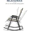 imageBest Choice Products Outdoor Folding Rocking Chair Zero Gravity Lounge Chair Patio Rocker wHeadrest Pillow  Peacock BlueIvory