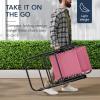 imageBest Choice Products Outdoor Folding Rocking Chair Zero Gravity Lounge Chair Patio Rocker wHeadrest Pillow  Peacock BluePink