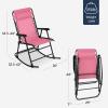 imageBest Choice Products Outdoor Folding Rocking Chair Zero Gravity Lounge Chair Patio Rocker wHeadrest Pillow  Peacock BluePink