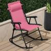 imageBest Choice Products Outdoor Folding Rocking Chair Zero Gravity Lounge Chair Patio Rocker wHeadrest Pillow  Peacock BluePink