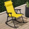 imageBest Choice Products Outdoor Folding Rocking Chair Zero Gravity Lounge Chair Patio Rocker wHeadrest Pillow  Peacock BlueSunflower Yellow
