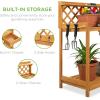 imageBest Choice Products Outdoor Garden Potting Bench Wooden Workstation Table wCabinet Drawer Open Shelf Lower Storage Lattice Back  NaturalBrown