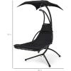 imageBest Choice Products Outdoor Hanging Curved Steel Chaise Lounge Chair Swing wBuiltin Pillow and Removable Canopy  TealBlack