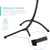 imageBest Choice Products Outdoor Hanging Curved Steel Chaise Lounge Chair Swing wBuiltin Pillow and Removable Canopy  TealBlack