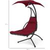 imageBest Choice Products Outdoor Hanging Curved Steel Chaise Lounge Chair Swing wBuiltin Pillow and Removable Canopy  TealBurgundy