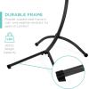 imageBest Choice Products Outdoor Hanging Curved Steel Chaise Lounge Chair Swing wBuiltin Pillow and Removable Canopy  TealCharcoal Gray