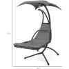 imageBest Choice Products Outdoor Hanging Curved Steel Chaise Lounge Chair Swing wBuiltin Pillow and Removable Canopy  TealCharcoal Gray