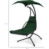 imageBest Choice Products Outdoor Hanging Curved Steel Chaise Lounge Chair Swing wBuiltin Pillow and Removable Canopy  TealGreen