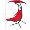 imageBest Choice Products Outdoor Hanging Curved Steel Chaise Lounge Chair Swing wBuiltin Pillow and Removable Canopy  TealRed