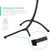 imageBest Choice Products Outdoor Hanging Curved Steel Chaise Lounge Chair Swing wBuiltin Pillow and Removable Canopy  TealRed
