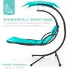 imageBest Choice Products Outdoor Hanging Curved Steel Chaise Lounge Chair Swing wBuiltin Pillow and Removable Canopy  TealTeal