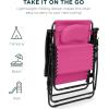 imageBest Choice Products Oversized Zero Gravity Chair Folding Outdoor Patio Lounge Recliner wCup Holder Accessory Tray Pillow  Amethyst PurpleHot PinkBlack