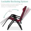 imageBest Choice Products Oversized Zero Gravity Chair Folding Outdoor Patio Recliner XL Anti Gravity Lounger wRemovable Cushion Cup Holder Side Tray 350lb Capacity  Onyx BlackBurgundy