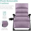 imageBest Choice Products Oversized Zero Gravity Chair Folding Outdoor Patio Recliner XL Anti Gravity Lounger wRemovable Cushion Cup Holder Side Tray 350lb Capacity  Onyx BlackLavender