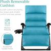 imageBest Choice Products Oversized Zero Gravity Chair Folding Outdoor Patio Recliner XL Anti Gravity Lounger wRemovable Cushion Cup Holder Side Tray 350lb Capacity  Onyx BlackLight Blue