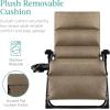 imageBest Choice Products Oversized Zero Gravity Chair Folding Outdoor Patio Recliner XL Anti Gravity Lounger wRemovable Cushion Cup Holder Side Tray 350lb Capacity  Onyx BlackTaupe