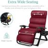 imageBest Choice Products Oversized Zero Gravity Chair Folding Outdoor Patio Recliner XL Anti Gravity Lounger wRemovable Cushion Cup Holder Side Tray 350lb Capacity  Onyx BlackBurgundy