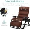 imageBest Choice Products Oversized Zero Gravity Chair Folding Outdoor Patio Recliner XL Anti Gravity Lounger wRemovable Cushion Cup Holder Side Tray 350lb Capacity  Onyx BlackWoodland Brown