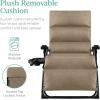 imageBest Choice Products Oversized Zero Gravity Chair Folding Outdoor Patio Recliner XL Anti Gravity Lounger wRemovable Cushion Cup Holder Side Tray 350lb Capacity  Onyx BlackWheat
