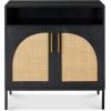 imageBest Choice Products Rattan Sideboard Buffet Cabinet Entryway Table Accent Storage Cabinet Console Table for Hallway Living Room Dining Room  BrownBlack
