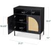 imageBest Choice Products Rattan Sideboard Buffet Cabinet Entryway Table Accent Storage Cabinet Console Table for Hallway Living Room Dining Room  BrownBlack