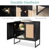 imageBest Choice Products Rattan Sideboard Buffet Cabinet Entryway Table Accent Storage Cabinet Console Table for Hallway Living Room Dining Room  BrownBlack