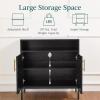 imageBest Choice Products Rattan Sideboard Buffet Cabinet Entryway Table Accent Storage Cabinet Console Table for Hallway Living Room Dining Room  BrownBlack