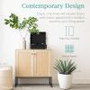 imageBest Choice Products Rattan Sideboard Buffet Cabinet Entryway Table Accent Storage Cabinet Console Table for Hallway Living Room Dining Room  BrownBlack
